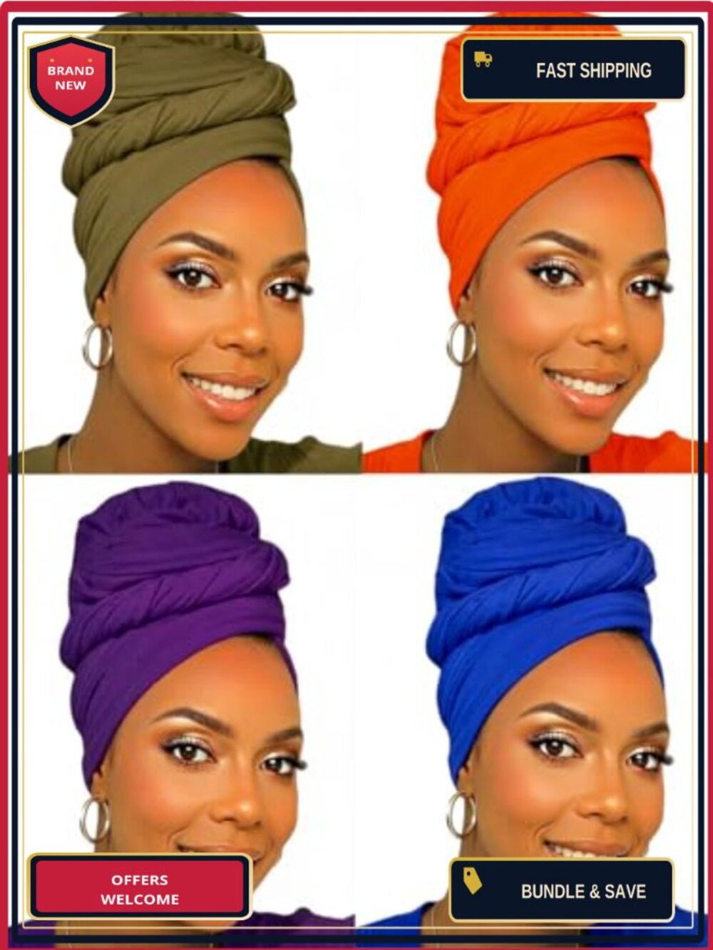 100% Polyester Large Hijab Head Wrap Scarf for Black Women Turban Style